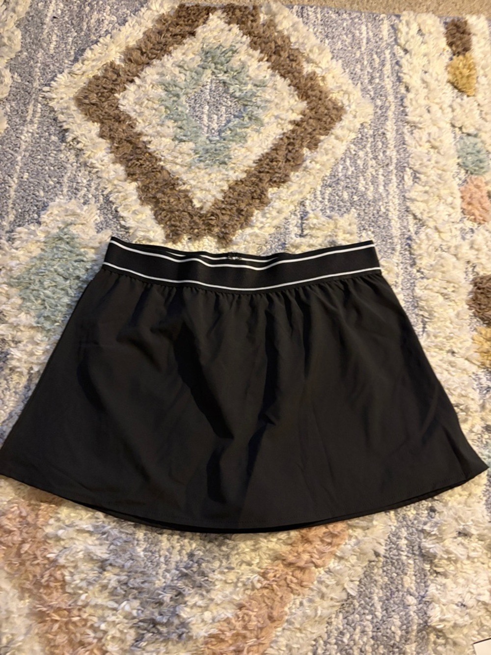 Always You Juniors Black Skater Skirt with White Stripe Waistband